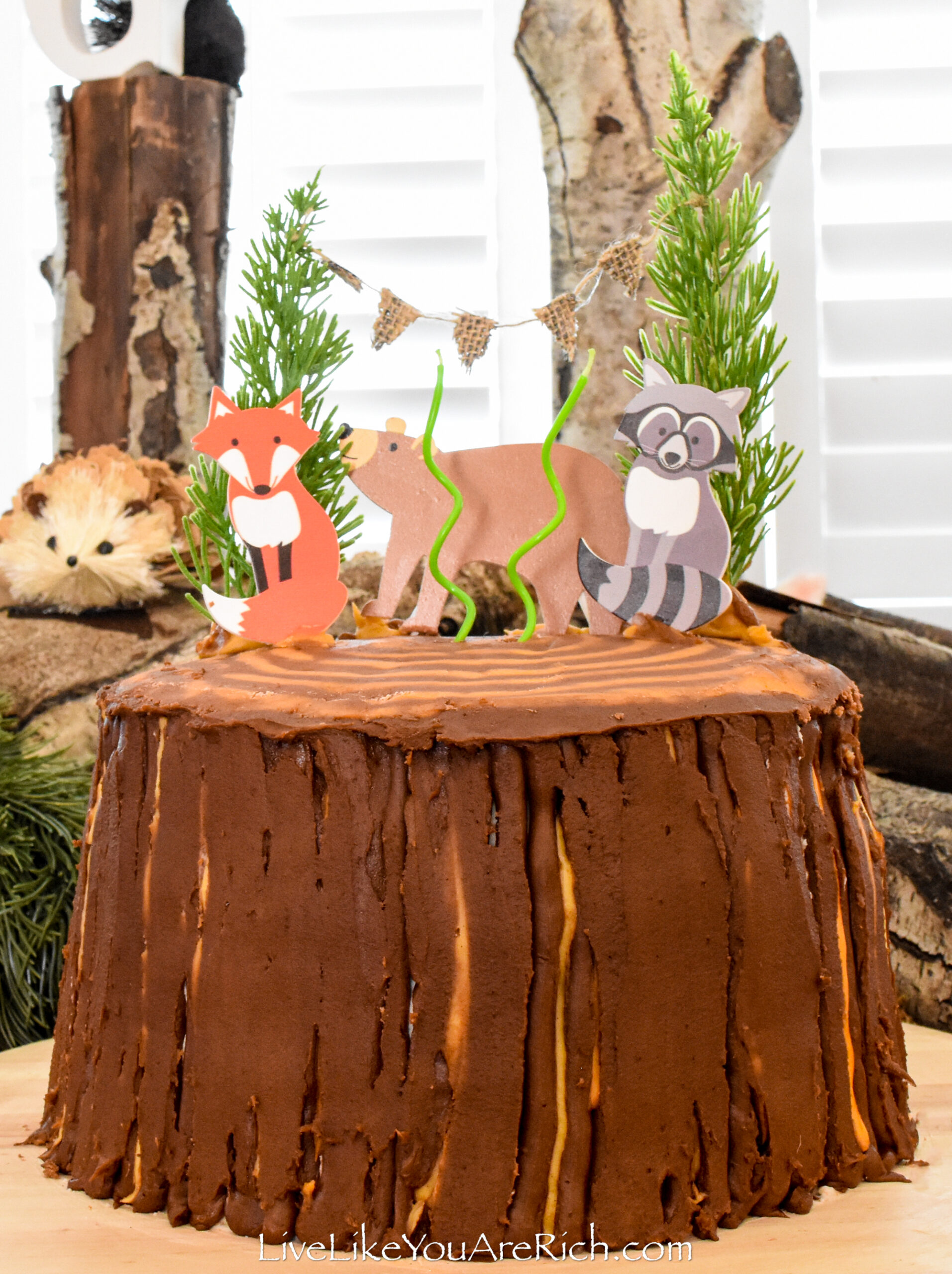 Tree Stump Cake for a Woodland Birthday Party