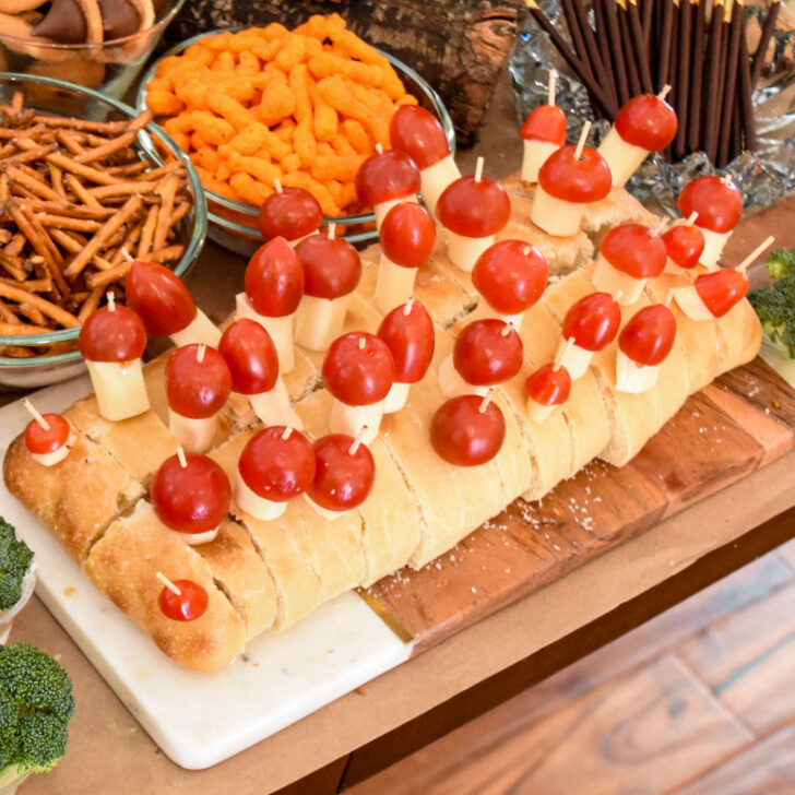 Cheese & Tomatoes Mushroom Display for a Woodland Party