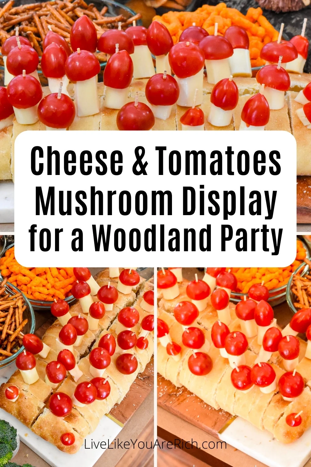 Cheese & Tomatoes Mushroom Display for a Woodland Party