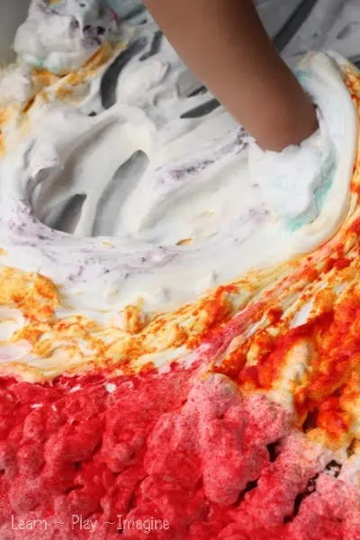 Shaving Cream and Kool Aid Sensory Play