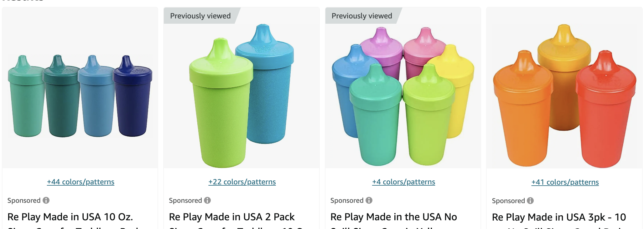 Re Play Made in USA 10 Oz. Sippy Cups for Toddlers, Pack of 4