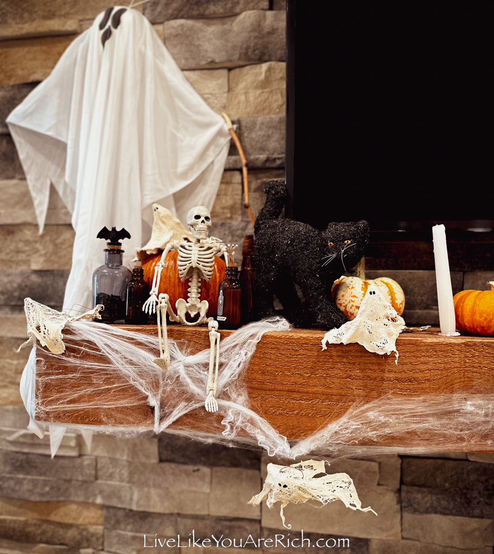 Ghost-Themed Halloween Mantel Decor
