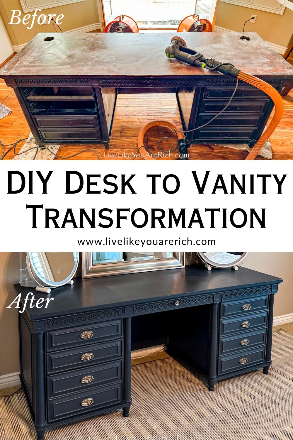 DIY Desk to Vanity Transformation