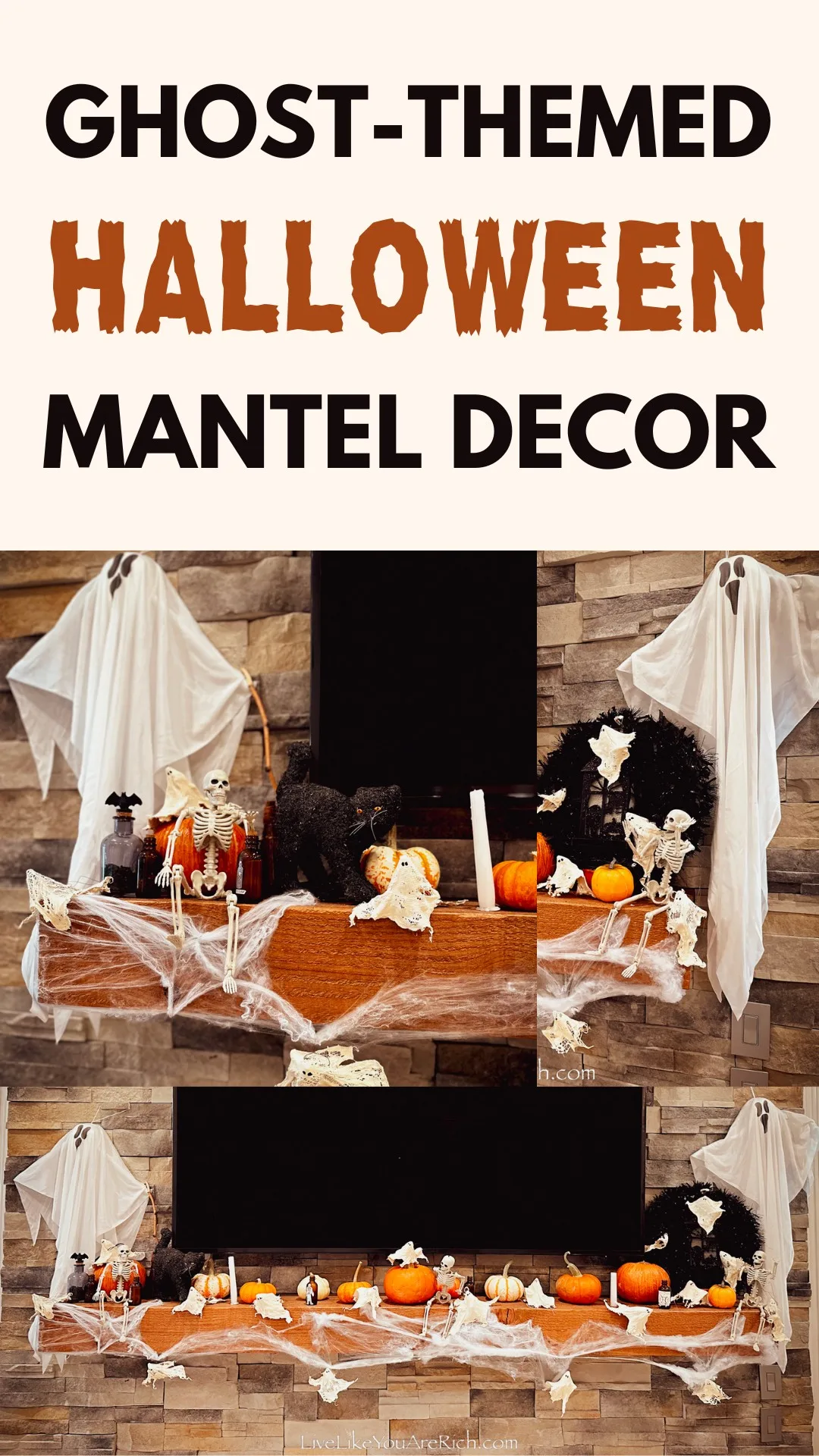 Ghost-Themed Halloween Mantel Decor