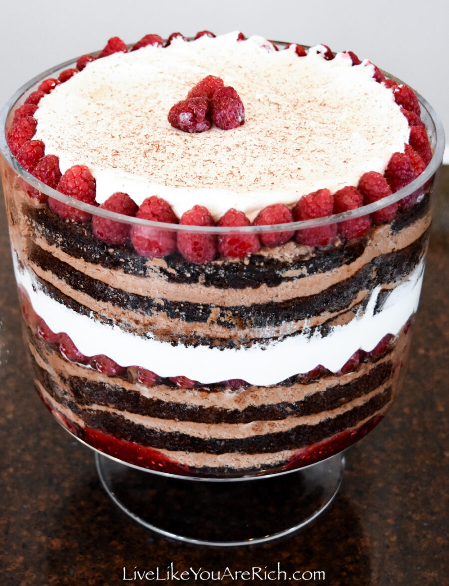 Chocolate Raspberry Cake Trifle - Live Like You Are Rich