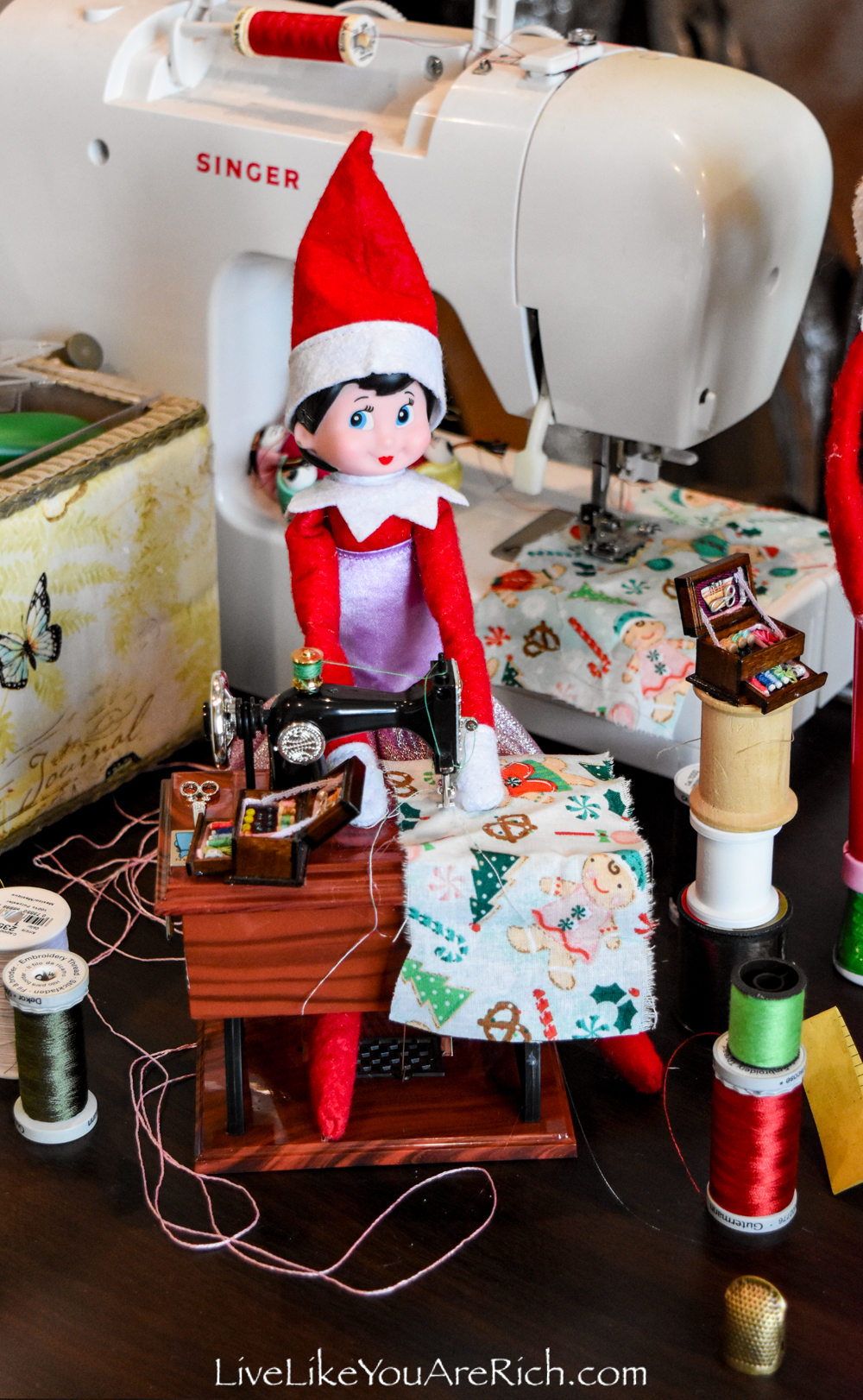 Elf on the Shelf Sewing Scene