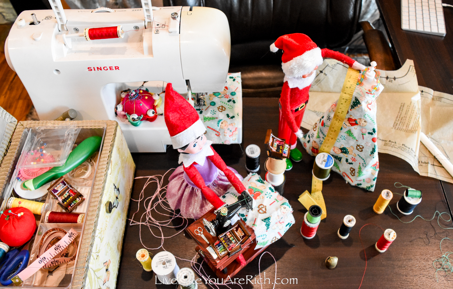 Elf on the Shelf Sewing Scene