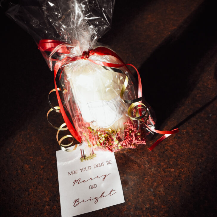 Neighbor Gift Christmas Candles + Free Printable