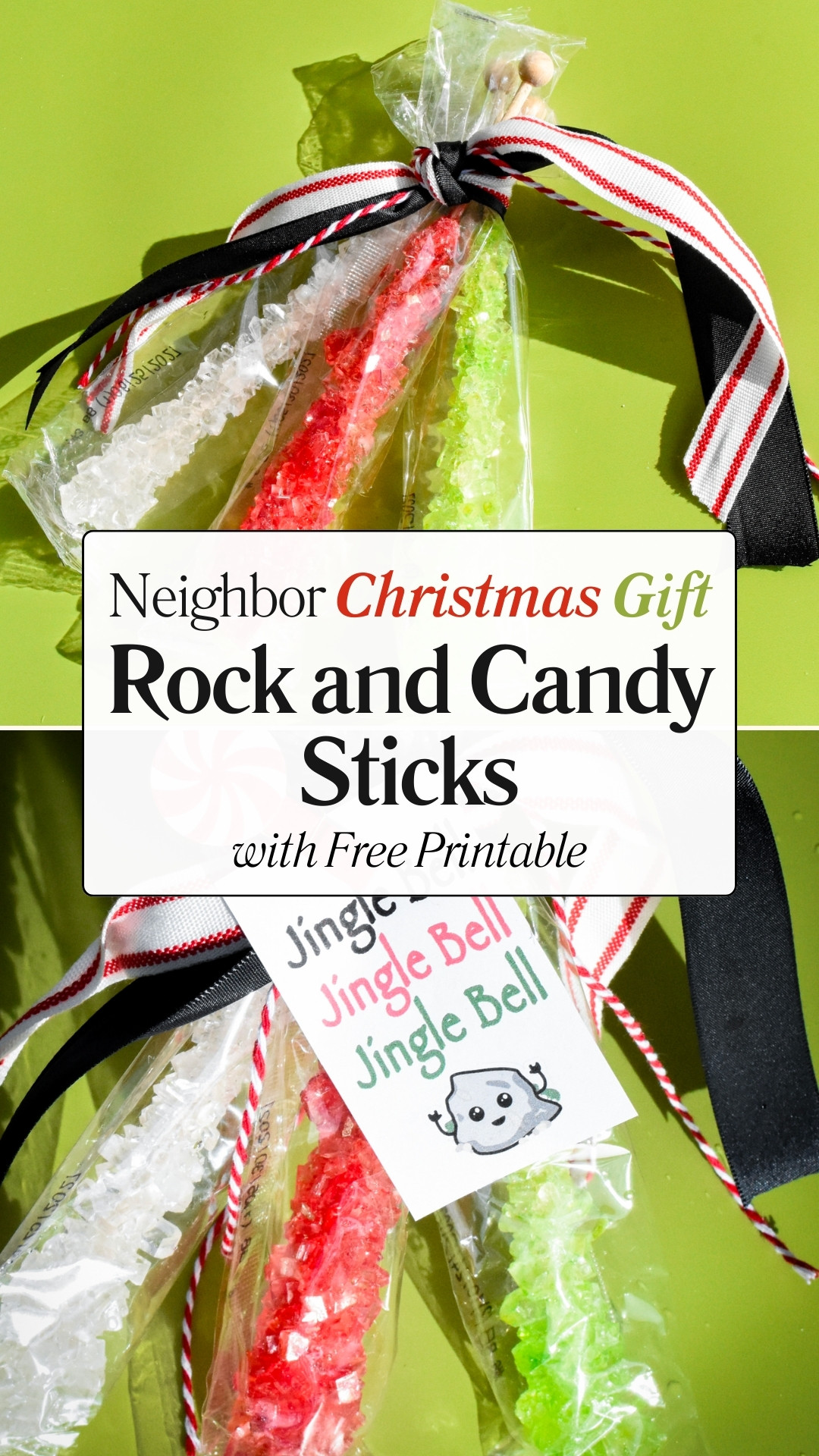 Neighbor Christmas Gift Rock Candy Sticks + Free Printable