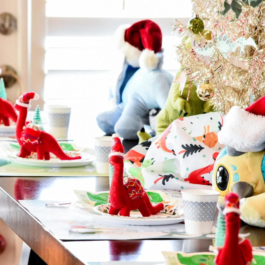 Kid Christmas Tablescape Dinosaurs