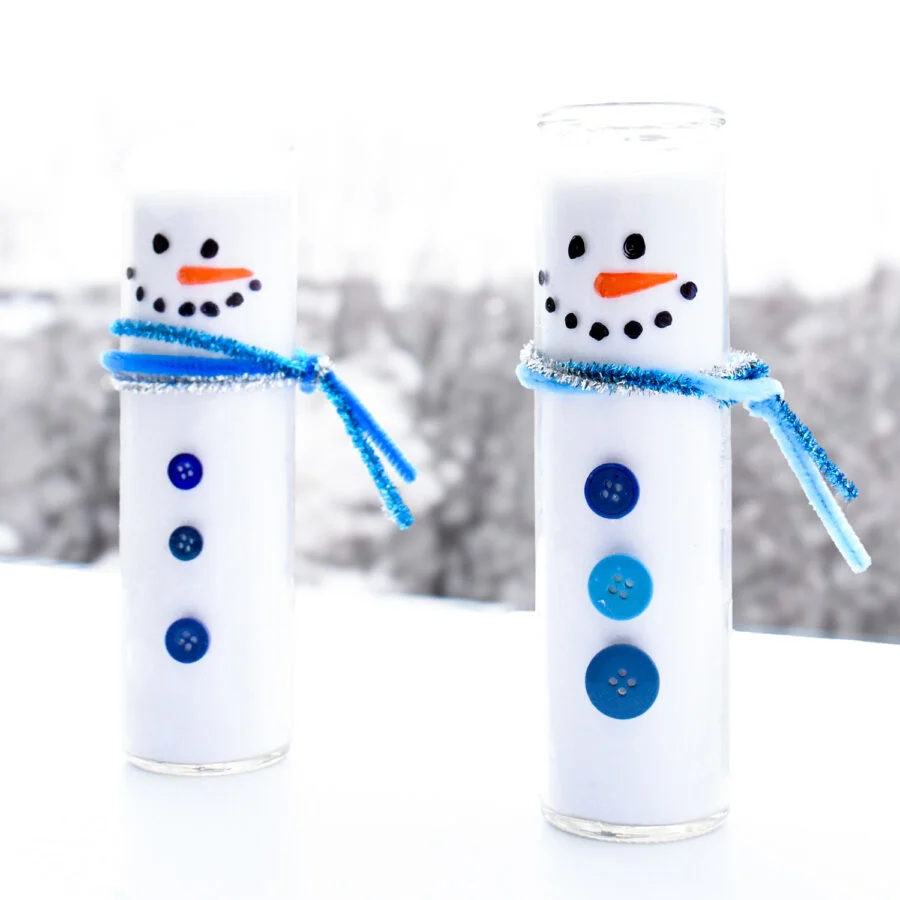 Christmas Neighbor Gift: Dollar Tree Snowman Candle