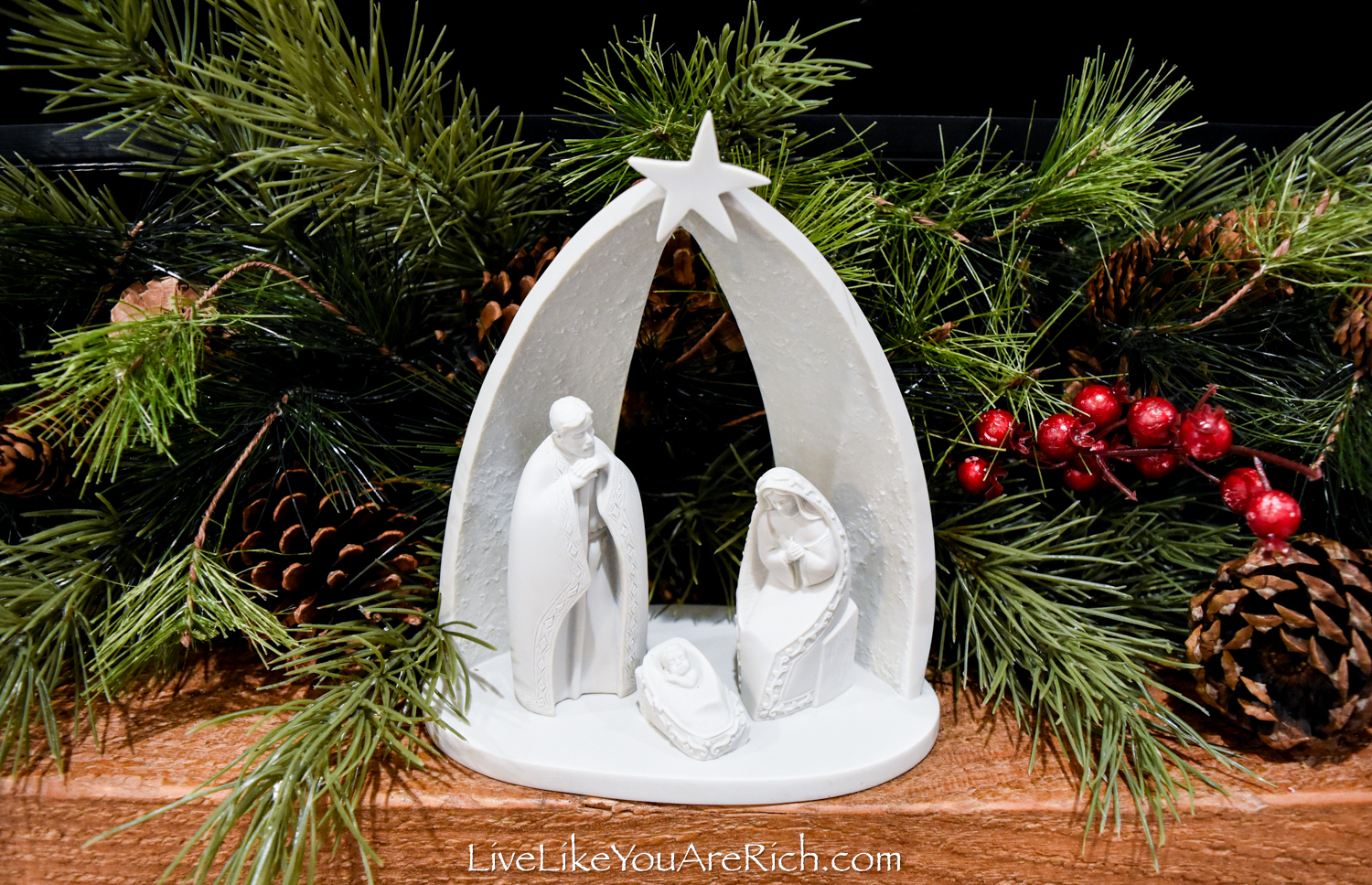 Simple Nativity Christmas Mantel