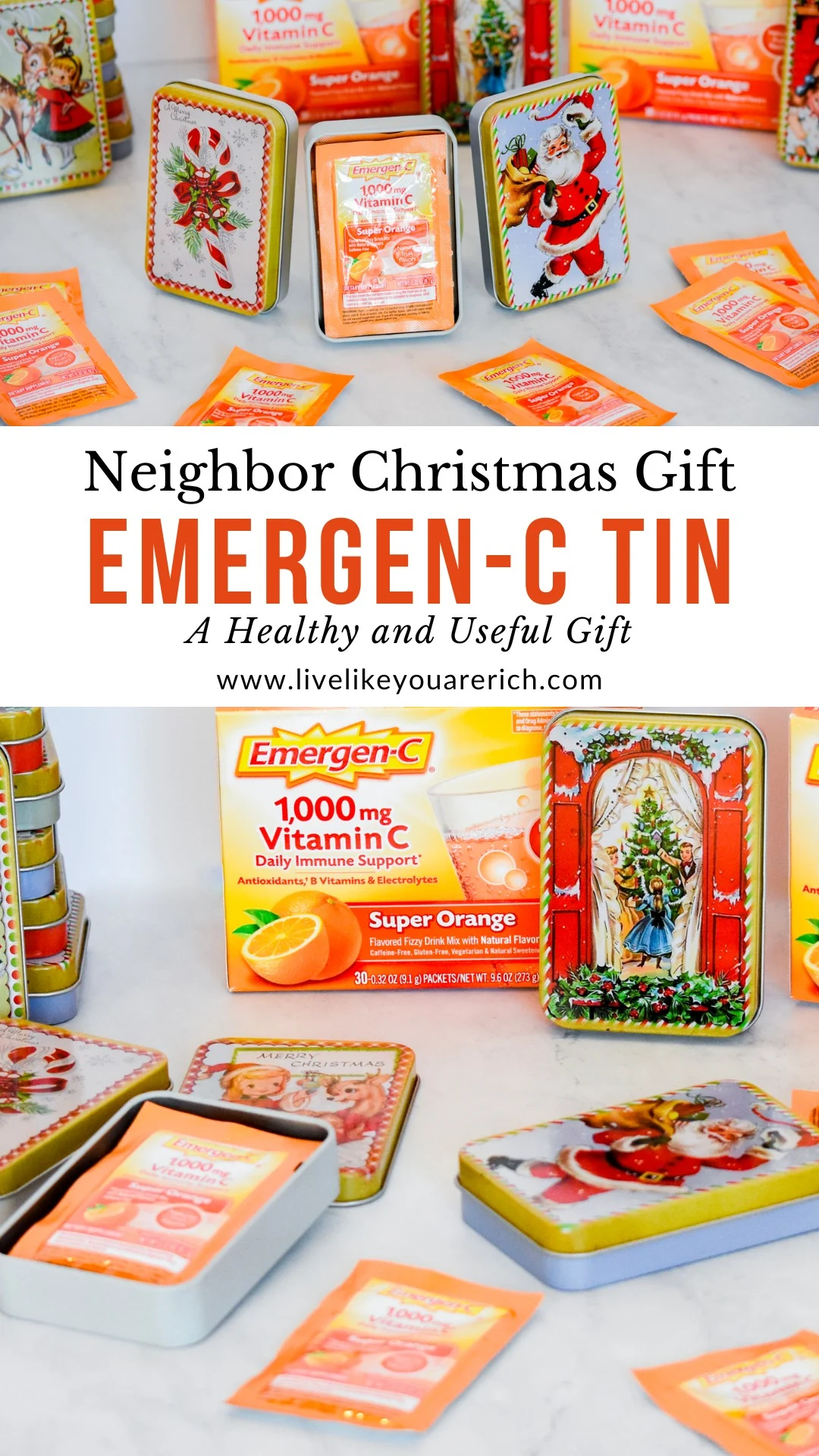 Neighbor Christmas Gift: Emergen-C Tin