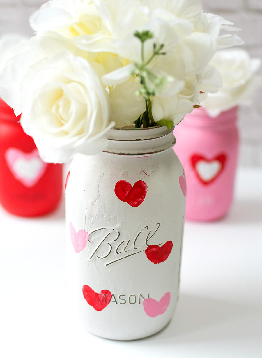 Valentine Heart Mason Jar Vases