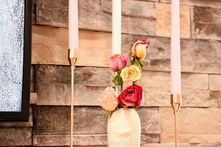 Vintage Rose Valentine's Day Mantel - Live Like You Are Rich