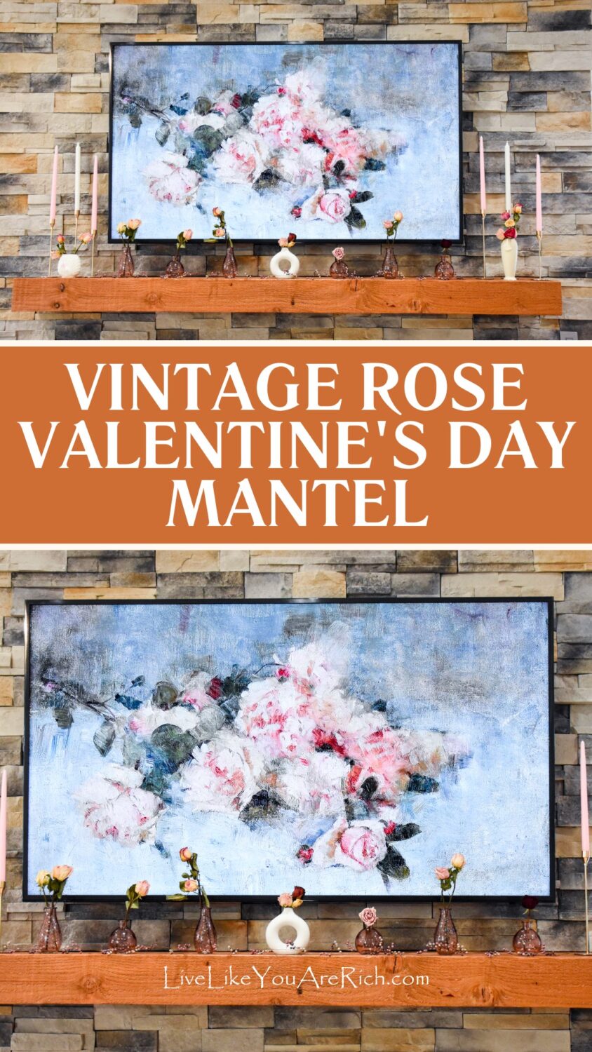 Vintage Rose Valentine's Day Mantel