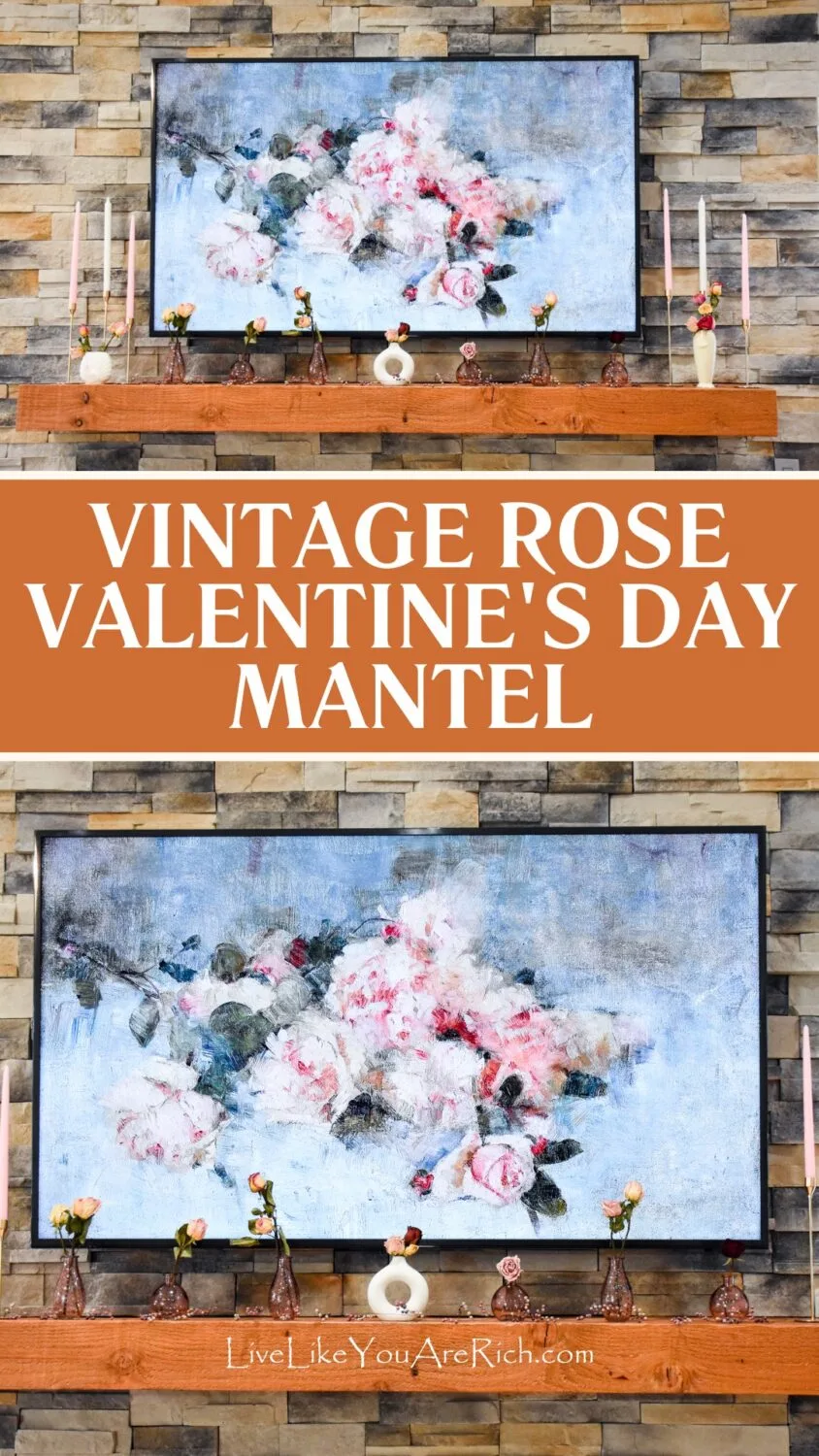 Vintage Rose Valentine's Day Mantel