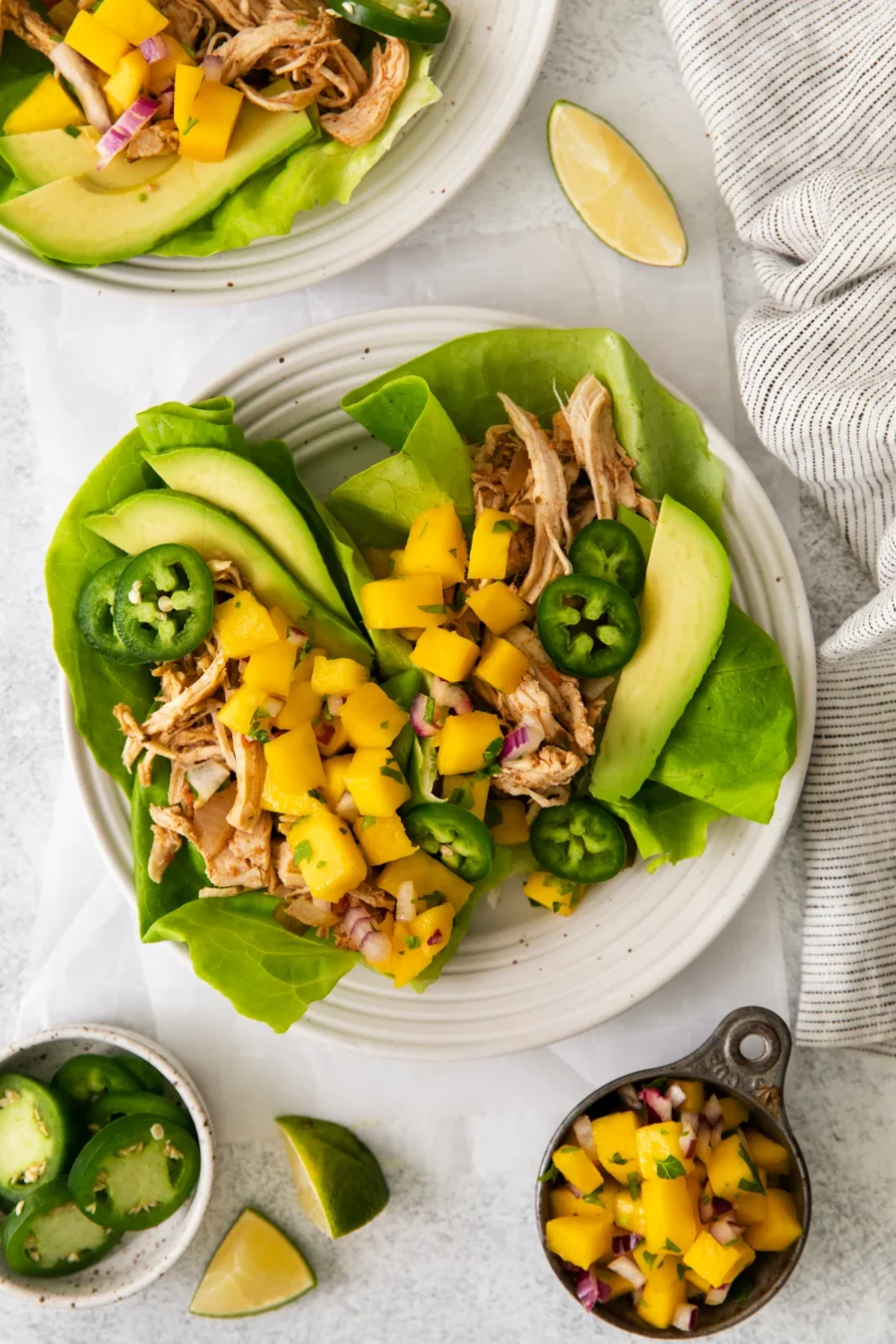 Caribbean Pulled Chicken Lettuce Wraps