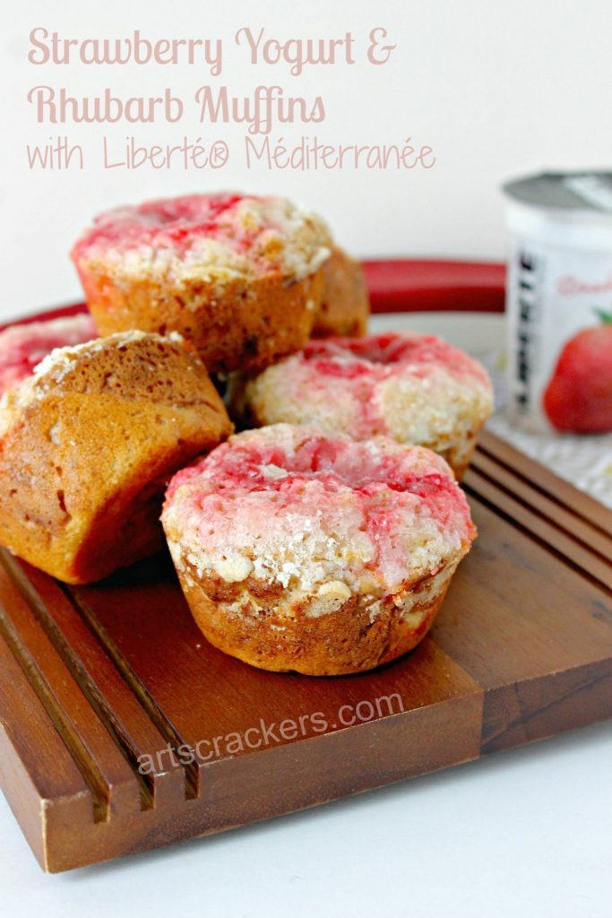 Strawberry Yogurt and Rhubarb Muffins
