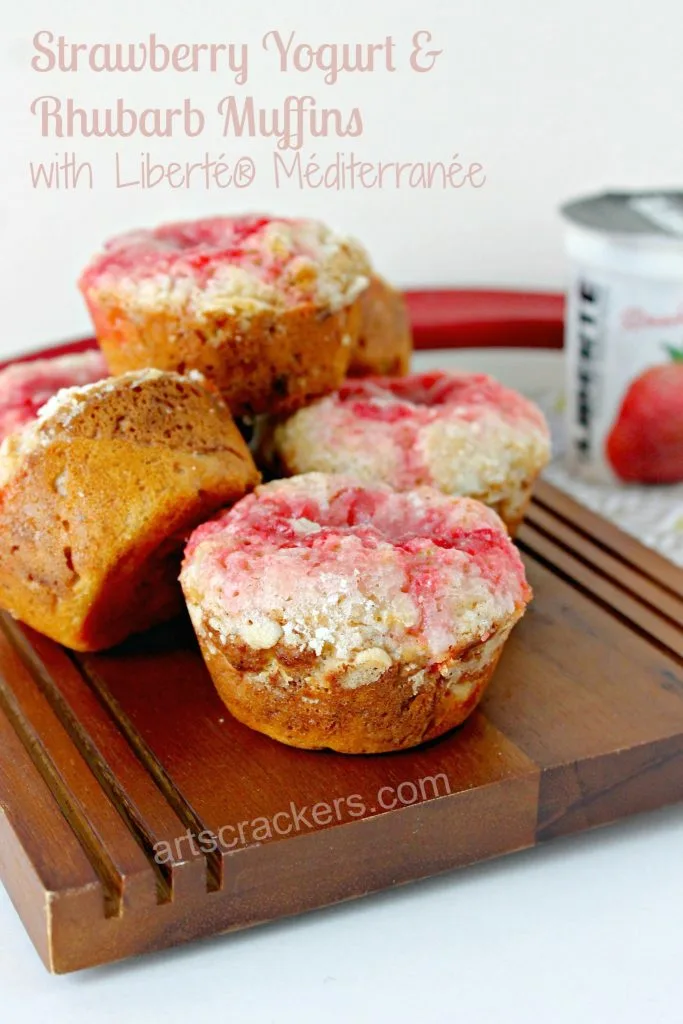 Strawberry Yogurt and Rhubarb Muffins