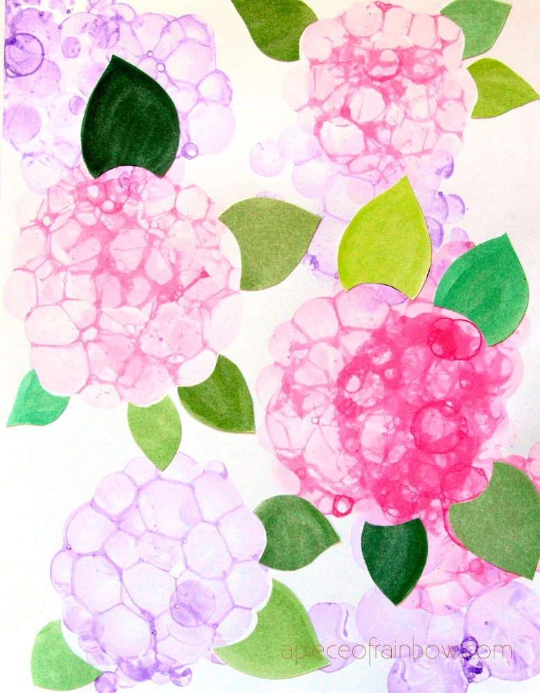 Bubble Painting Hydrangea Flowers