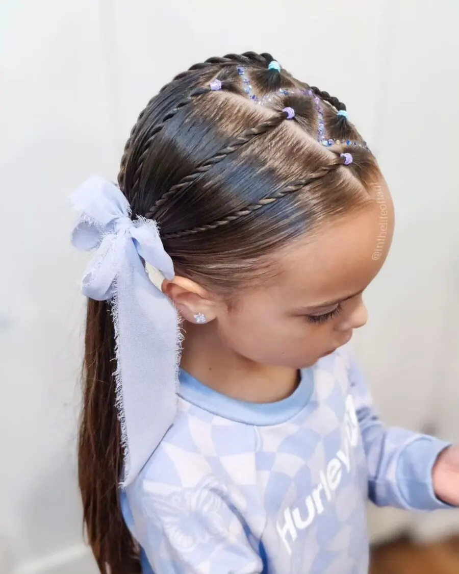 Rubber Band Braids into a Side Ponytail