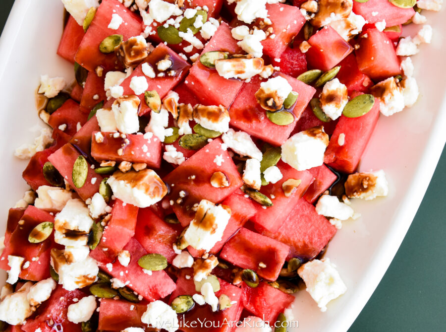 Watermelon, Feta, Pumpkin Seed Salad