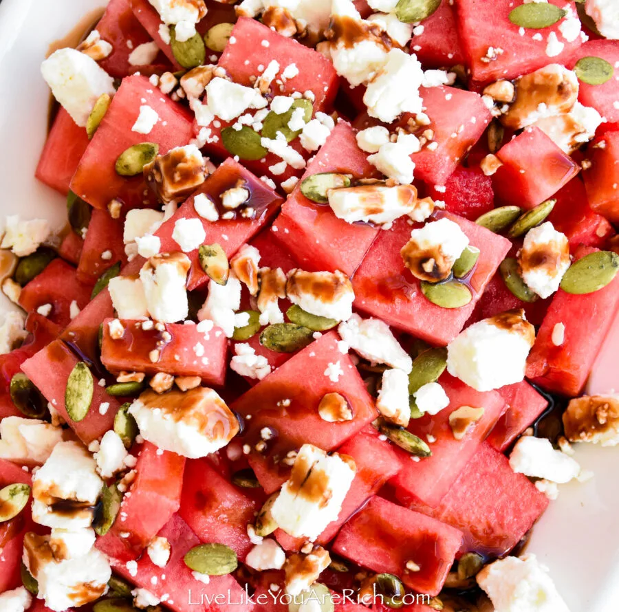 Watermelon, Feta, Pumpkin Seed Salad