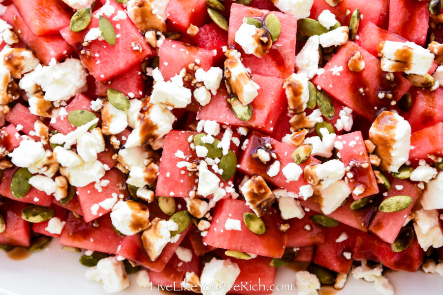 Watermelon, Feta, Pumpkin Seed Salad