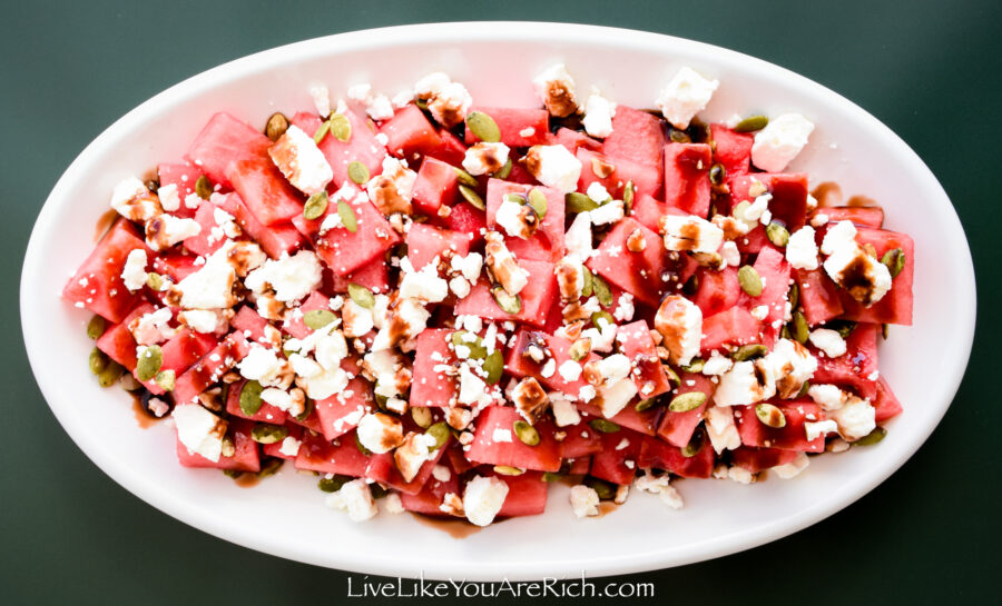 Watermelon, Feta, Pumpkin Seed Salad