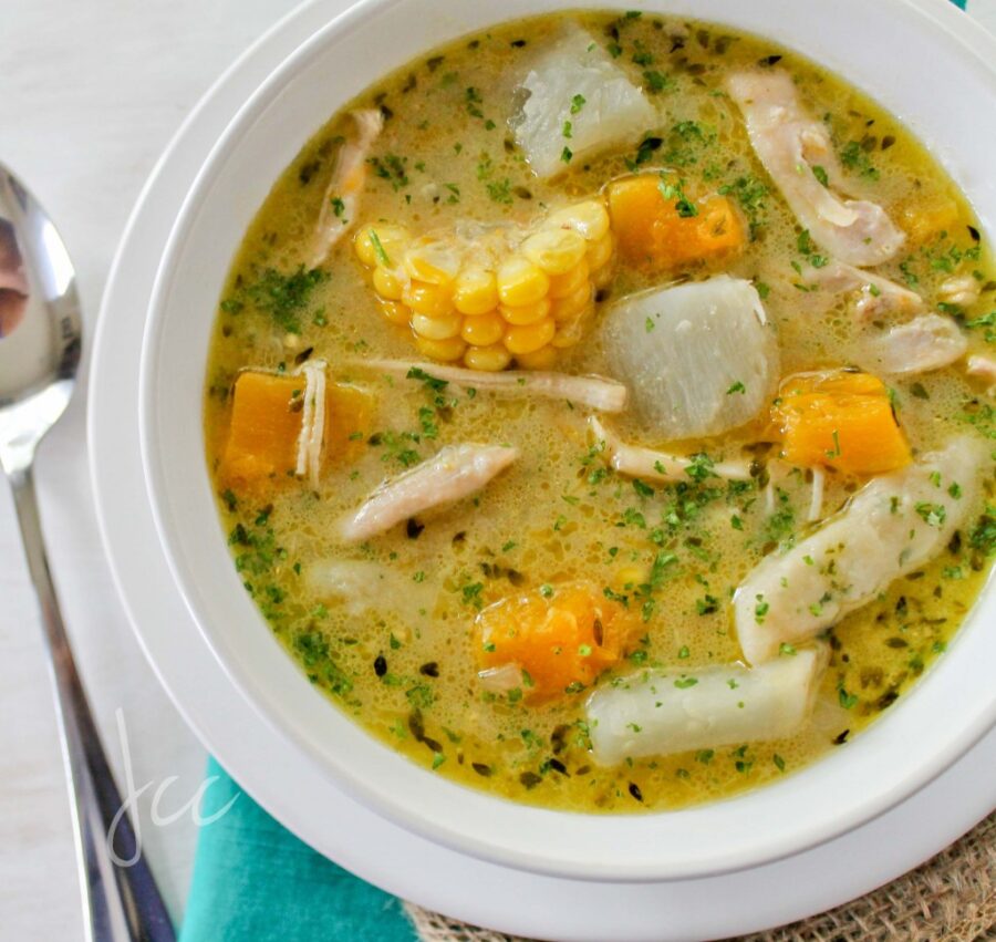 Caribbean Chicken Soup and Parsley Dumplings