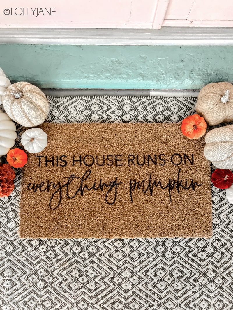 DIY Fall Doormat Coir Rug House Runs on Everything Pumpkin