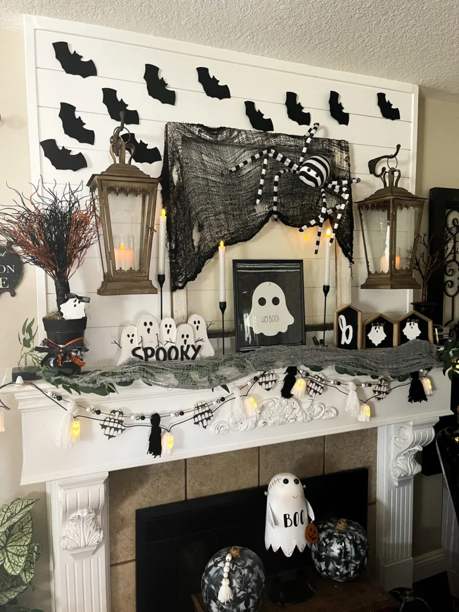 Spooky Ghost Halloween Mantel