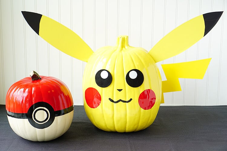 Pokemon Painted Halloween Pumpkins Pikachu-and-Pokeball