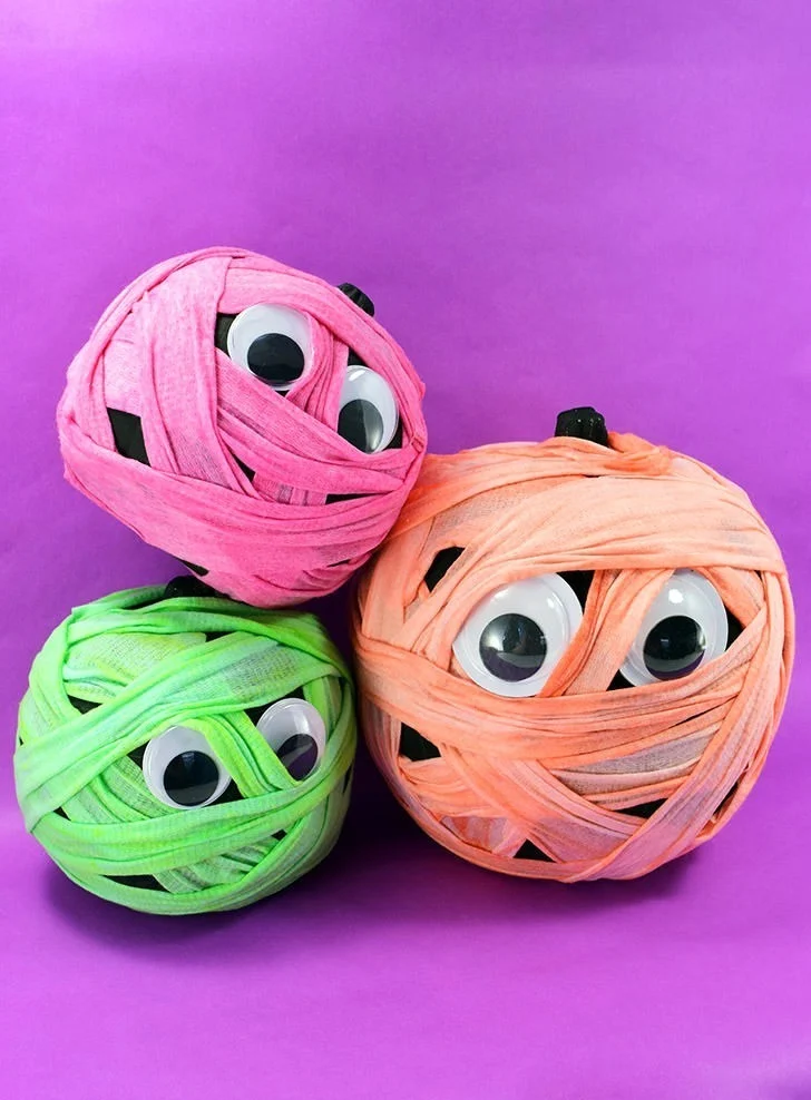 Colorful Mummy No Carve Pumpkin