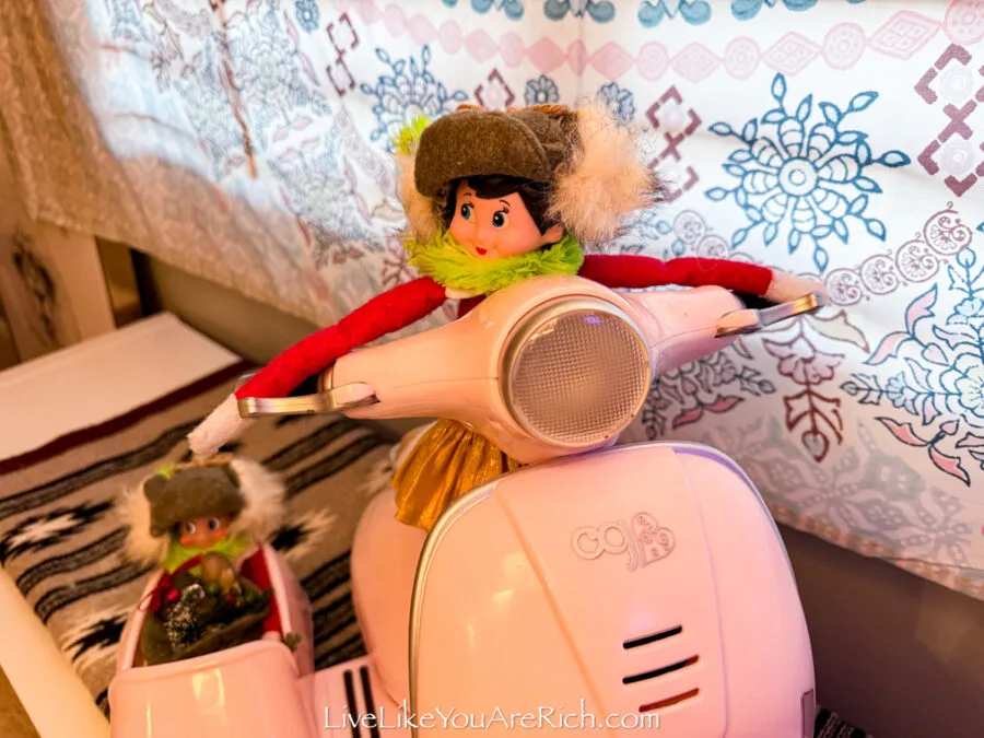 Elf on the Shelf: Moped Scooter with Sidecar