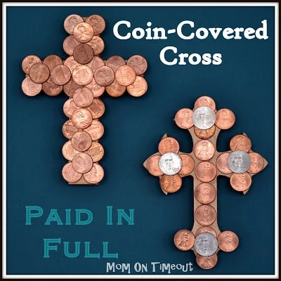 Coin Covered Cross Easter Craft