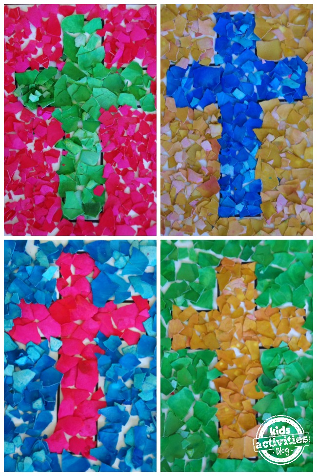 Egg Shell Easter Cross Mosaic Craft