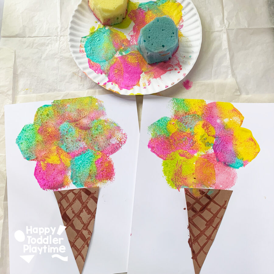 Easy Sponge Painted Ice Cream 