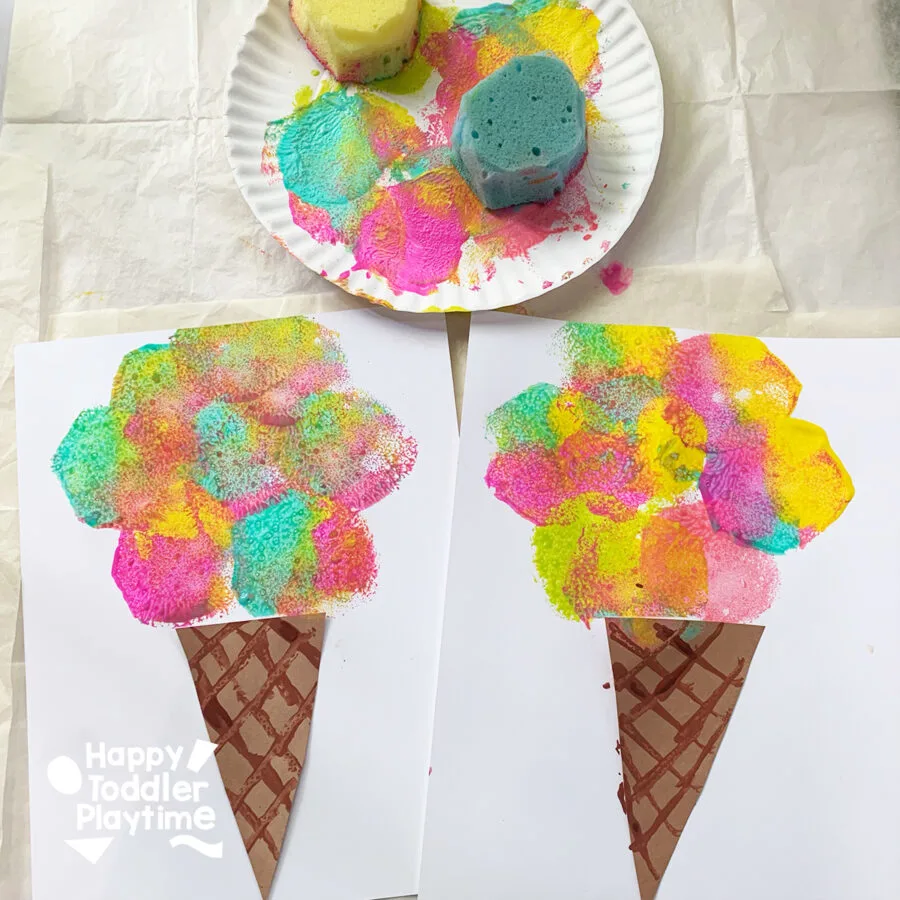 Easy Sponge Painted Ice Cream 