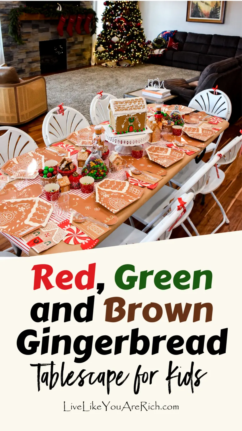 Red, Green and Brown Gingerbread Tablescape for Kids