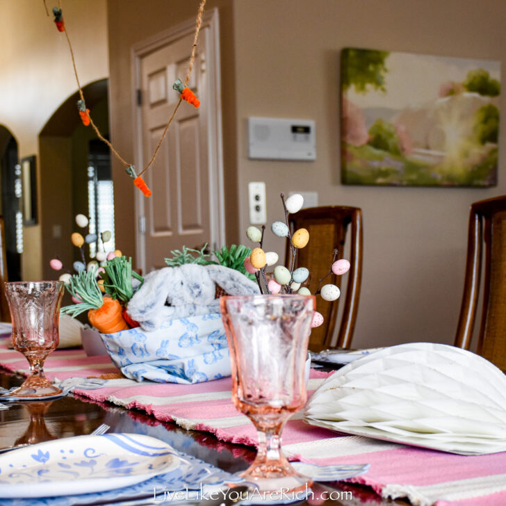 Blue and Pink Easter Tablescape 2026