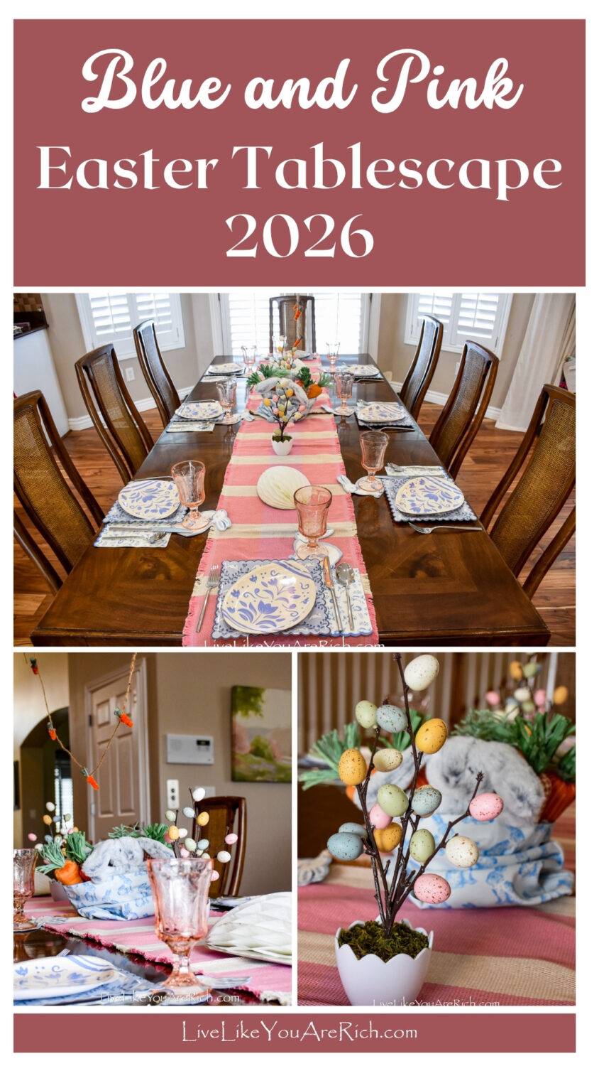 Blue and Pink Easter Tablescape 2026