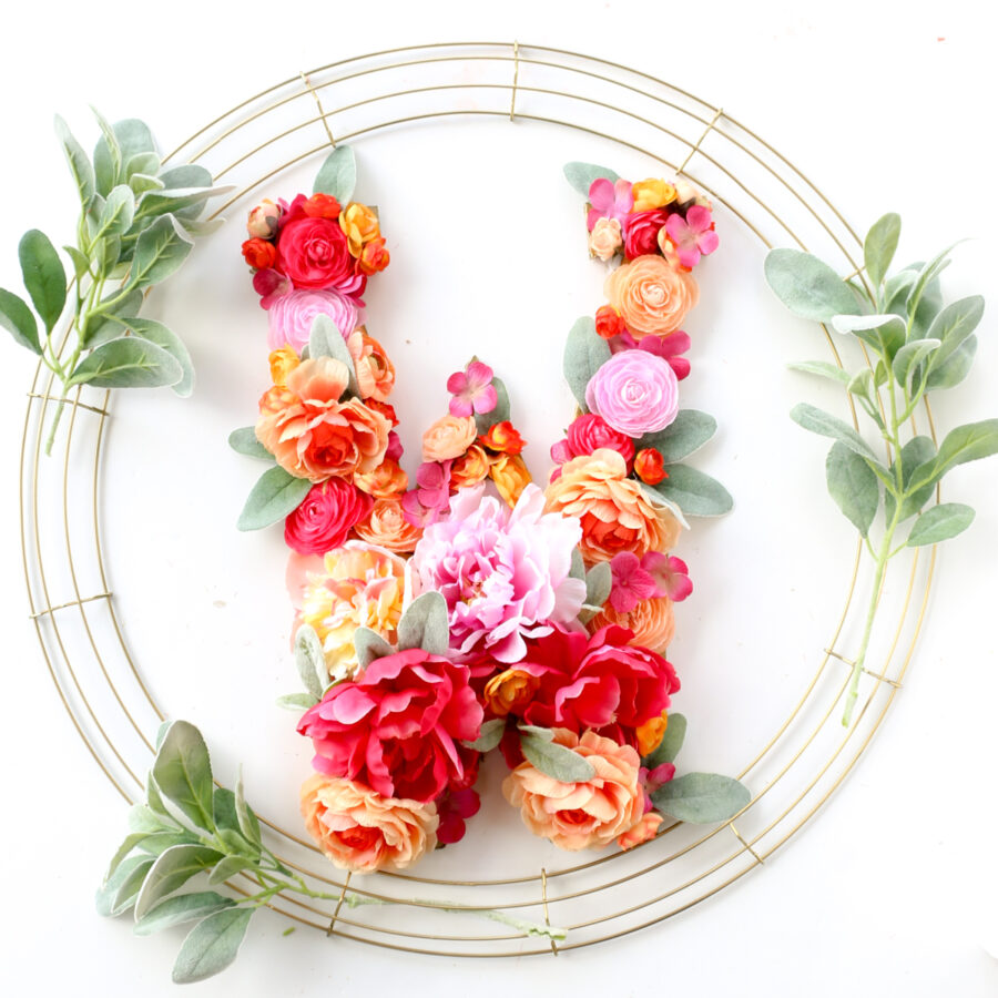 Modern Floral Monogram Wreath