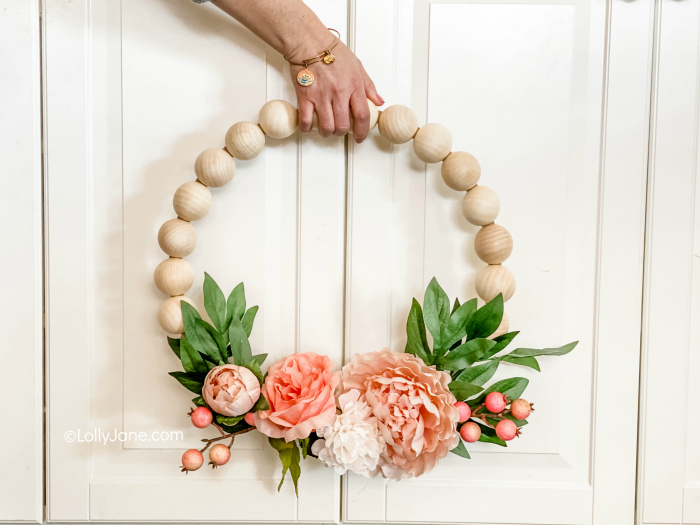 Easy DIY Wood Bead Floral Wreath