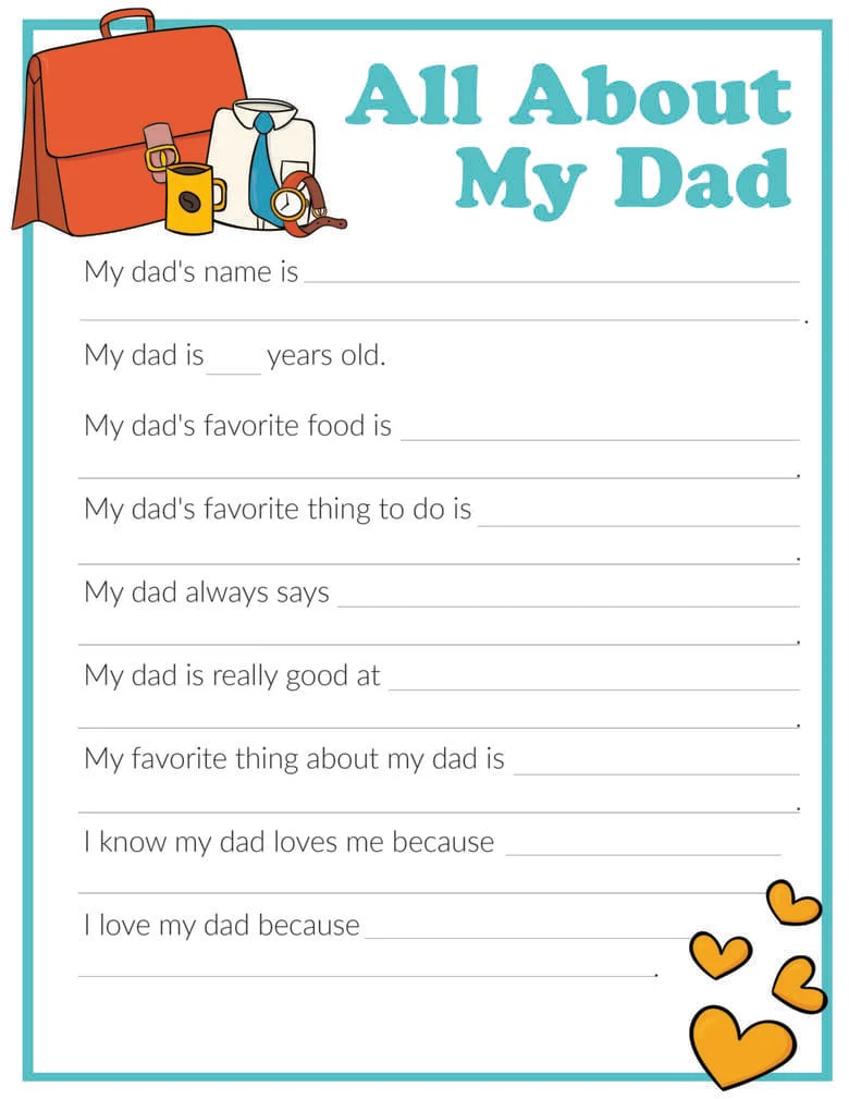 &ldquo;All About My Dad&rdquo; Printables