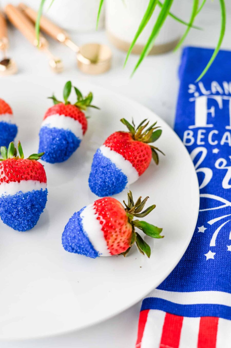 Red White and Blue Dipped Strawberries