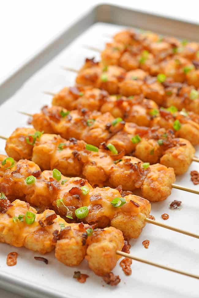 Loaded Tater Tot Skewers Recipe