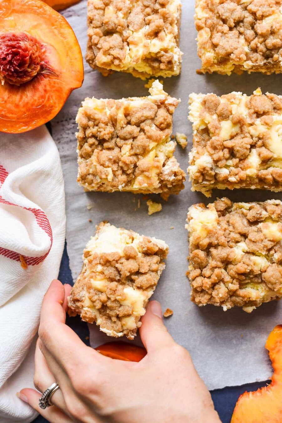 Peach Cobbler Cheesecake Bars