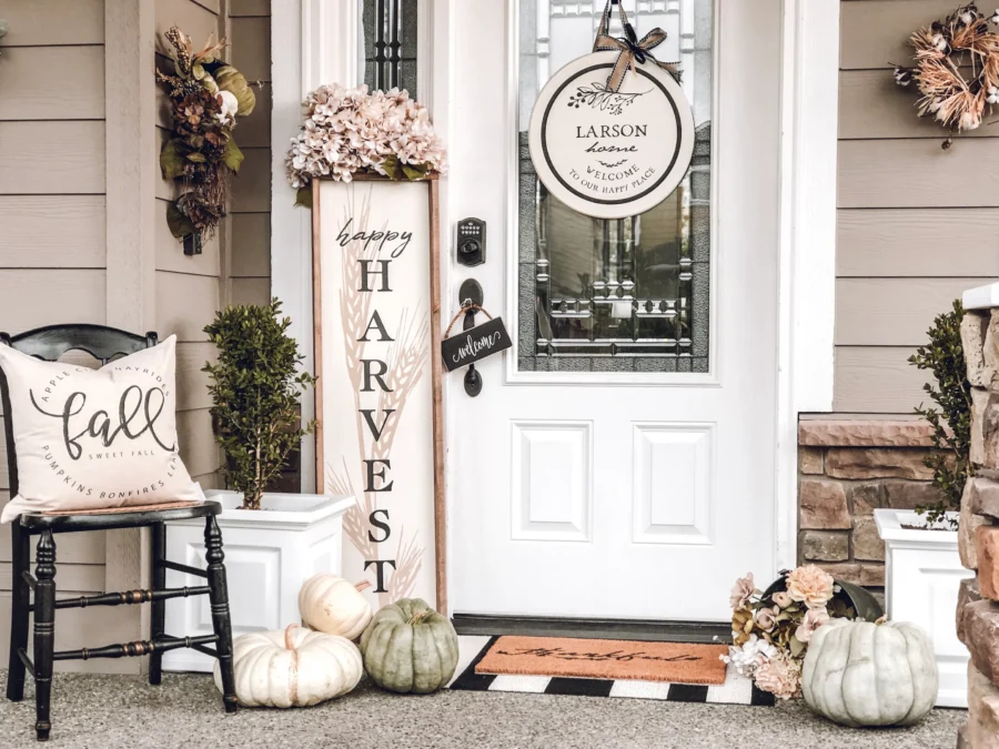 Simple & Neutral Fall Farmhouse Front Porch